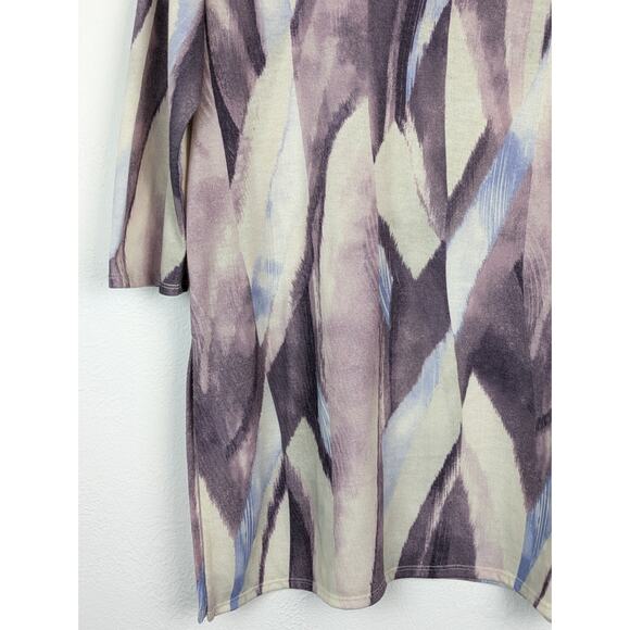 Chico's Tunic Dress Brushed Side Slit Abstract Art Stretch Knit Purple Size XL - Picture 5 of 12